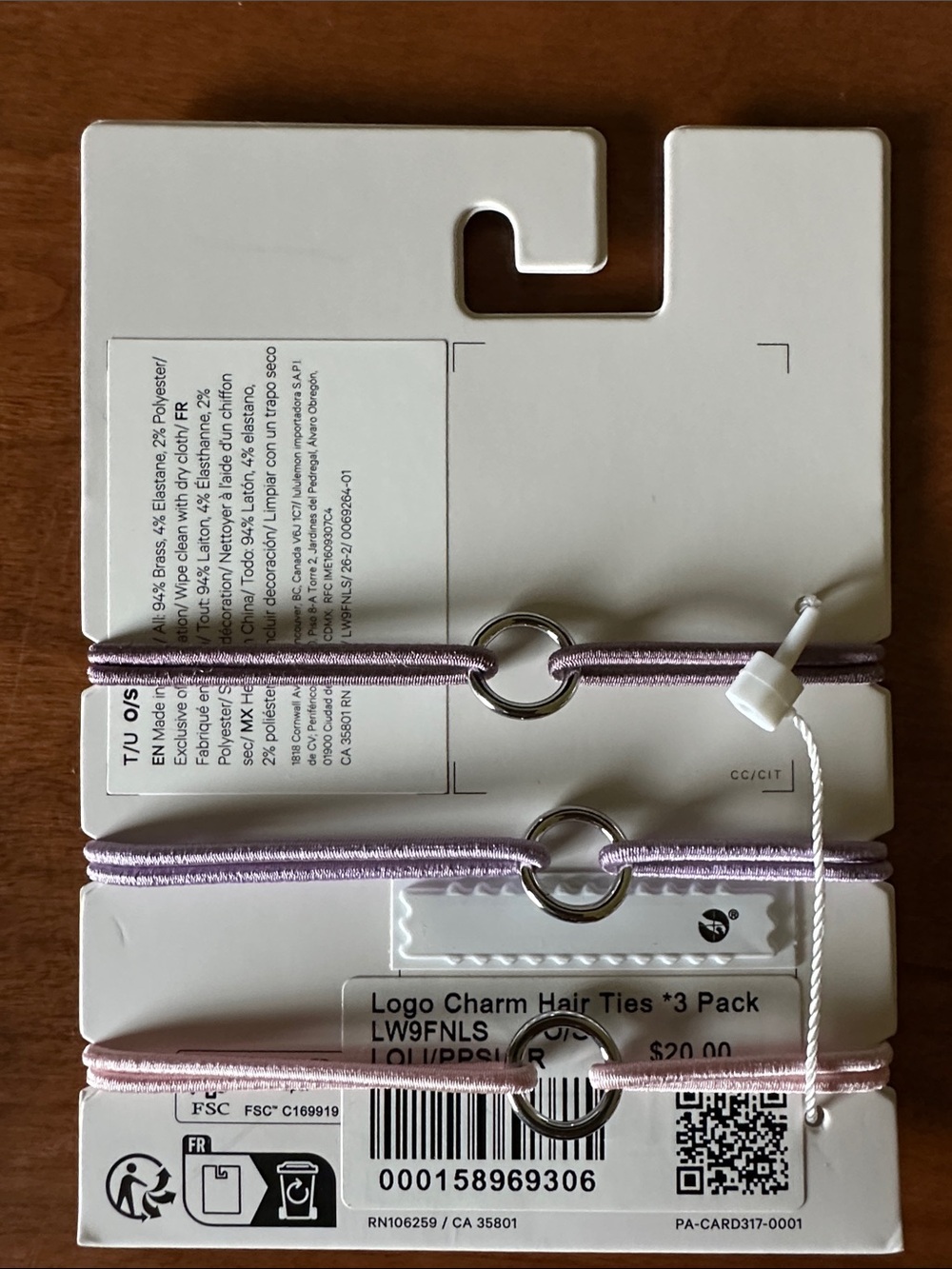 lululemon athletica Logo Charm Hair Ties - Lilac & Light Pink (Set of 3) - Picture 6 of 7